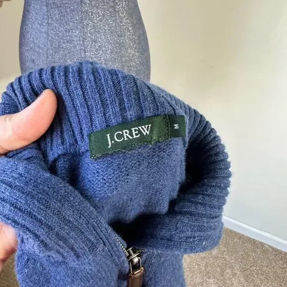 J. Crew Vintage Y2K Wool Quarter Zip-Up Sweater Size Medium - Picture 3 of 4